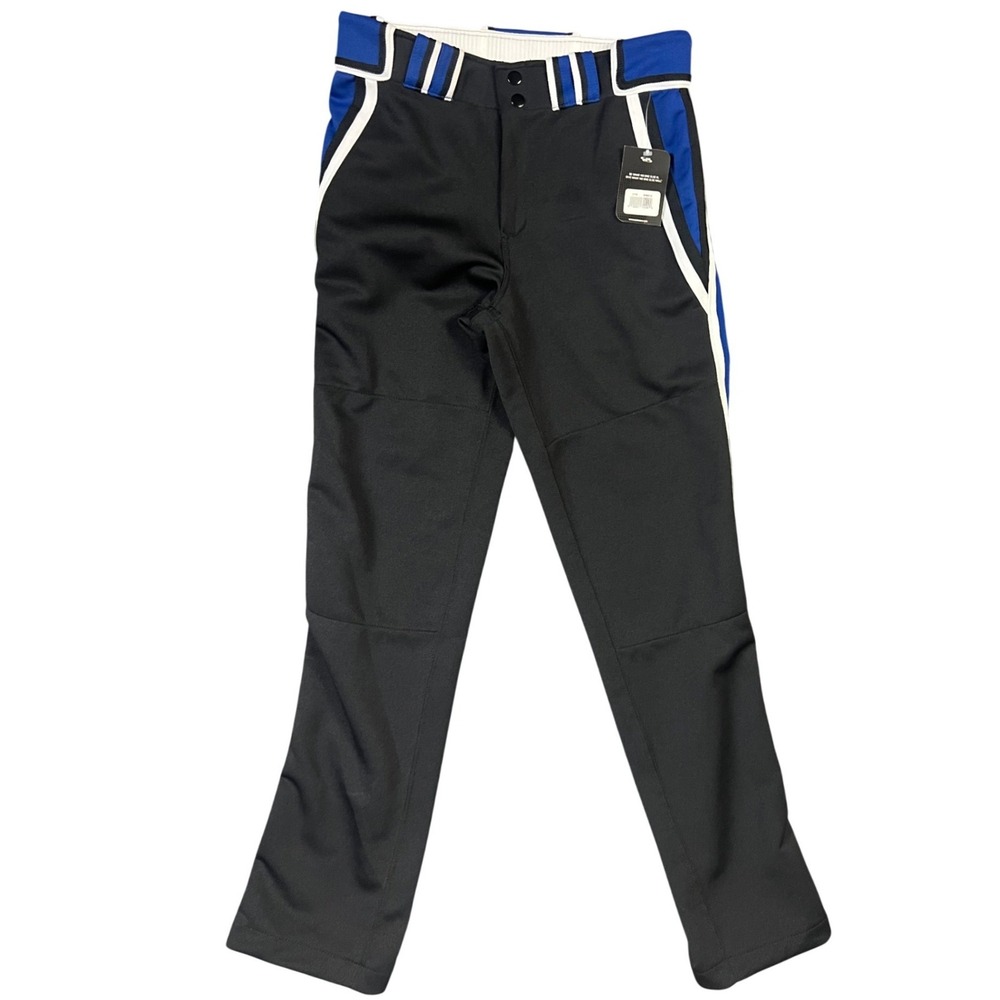 Boombah Baseball Pants 30 Black Royal Blue White Piped Athletic Practice New